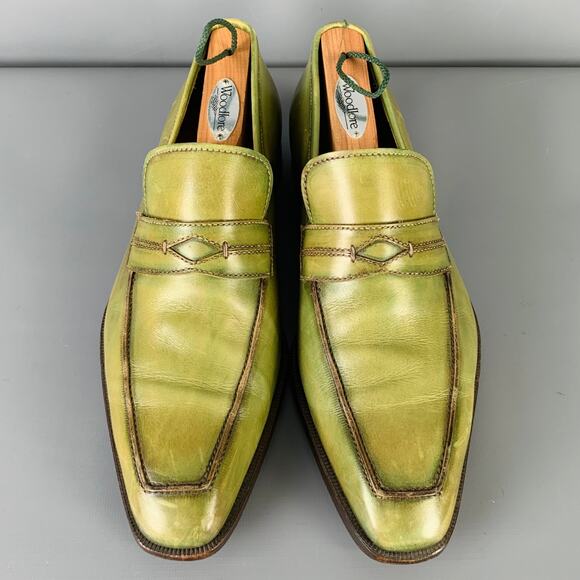 STEFANOBI Size 8.5 Green Leather Penny Loafers main image 5